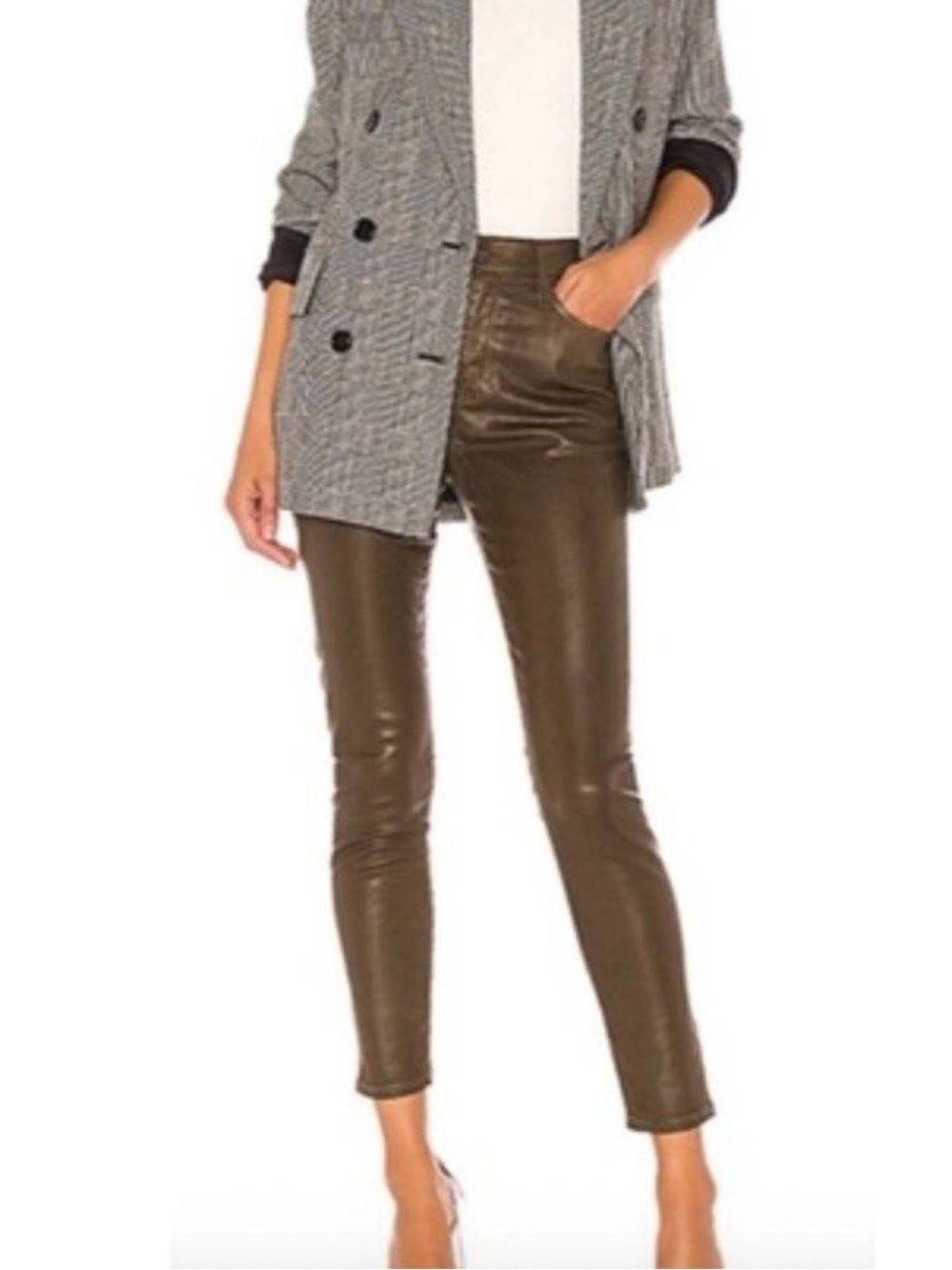 Adriano Goldschmied farrah leatherette coated skinny ankle 27 high rise jean